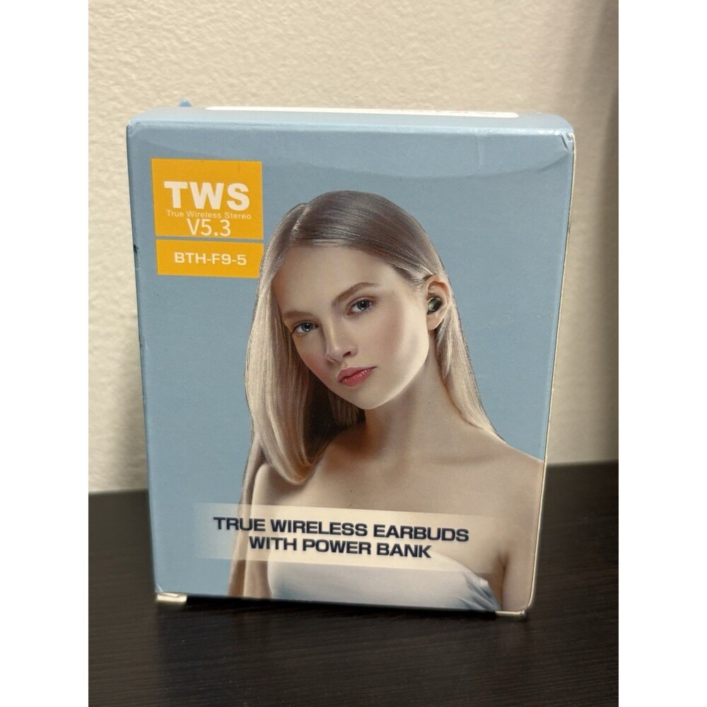 True Wireless Black Earbuds  and rechargeable power bank/case-New-in Box